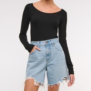 A&F New Light Blue  “High Rise Loose” Denim Shorts